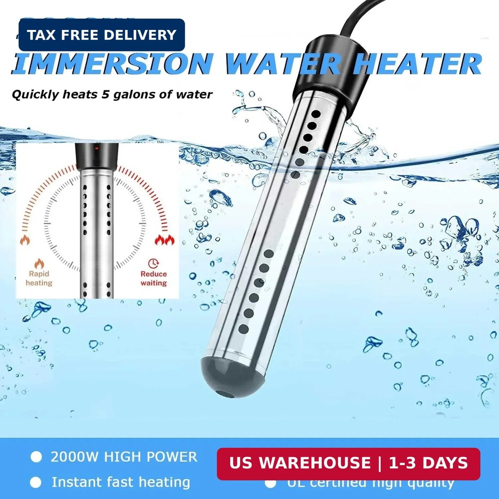 Pool Water Heater above Ground, 2000W Portable Thermostat Auto Shutoff Pool Heat