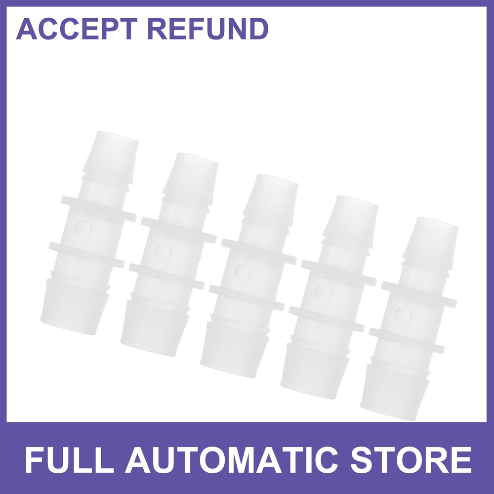 Five Plastic Hose Barb Fitting 7/16" to 9/16" Hose ID Connectors Clear Universal