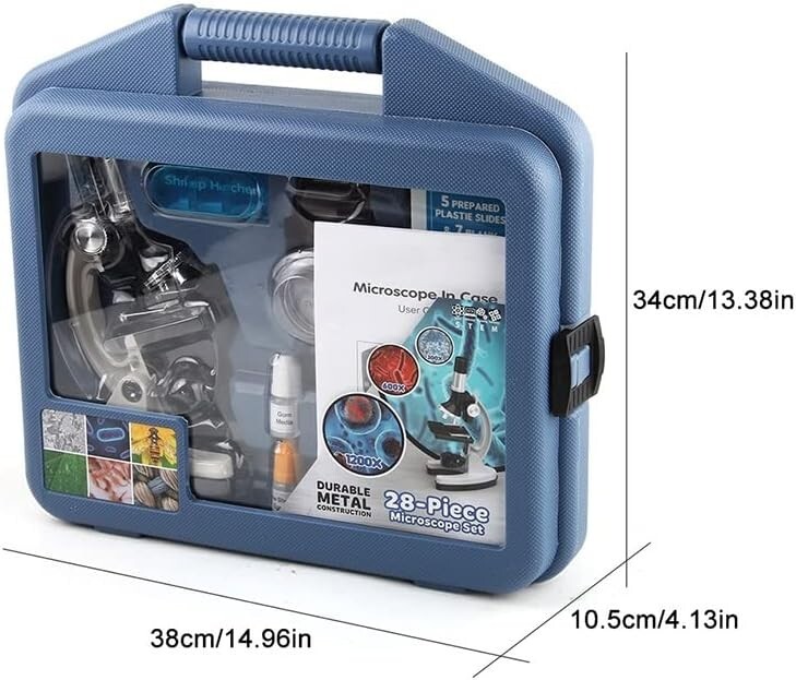 28 Pc Microscope Set 1200x With Black Carry Case Explore The World Observation