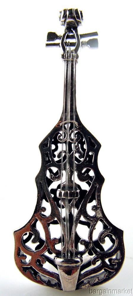 Miniature Sterling Silver String Instrument Viola Bass #514