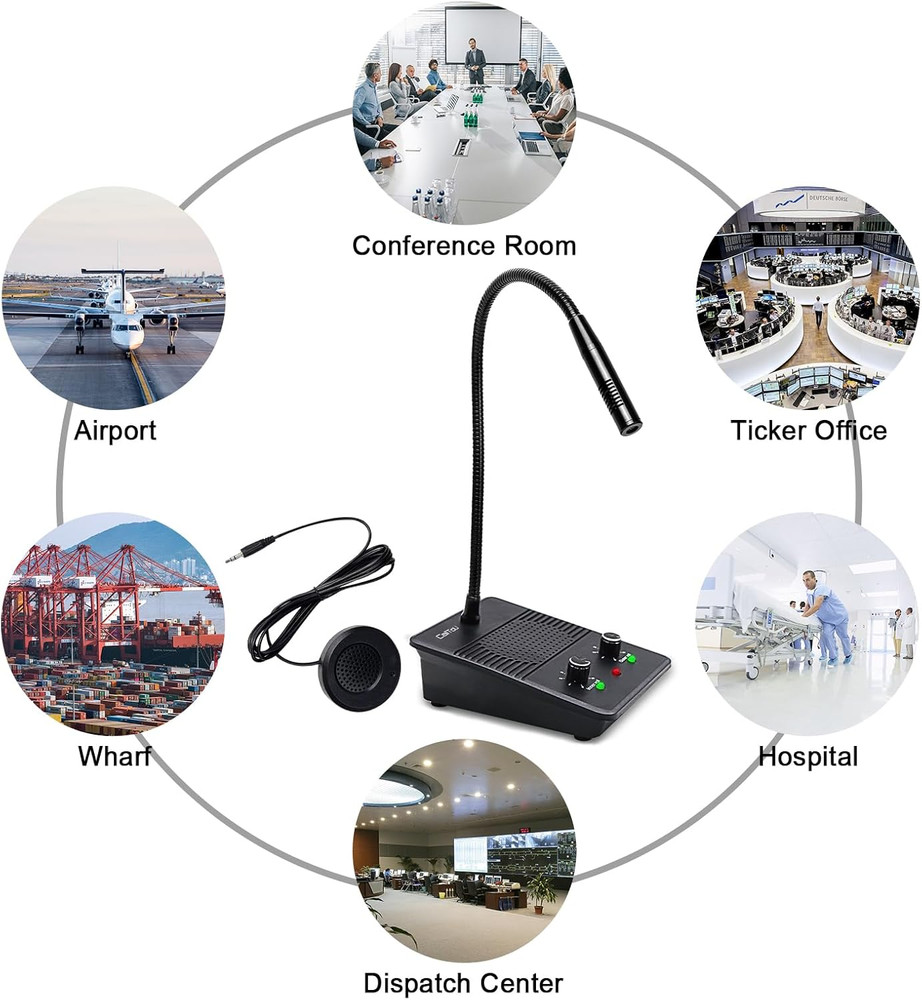 Window Speaker Intercom System,Dual Way Anti-Interference Intercommunication Mic