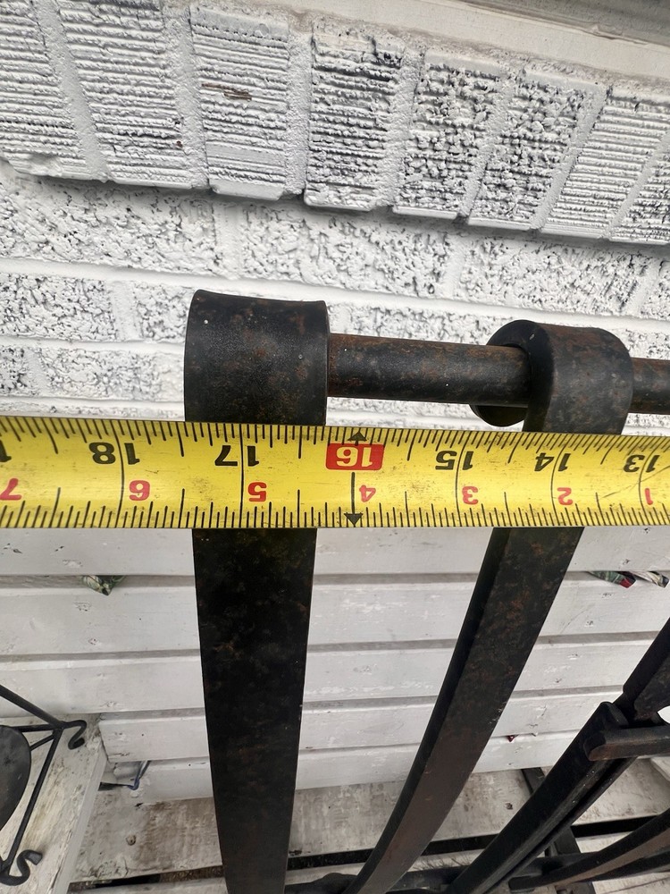Primitive Style Distressed Iron Fireplace Tools & Rack 5pc Western Rustic