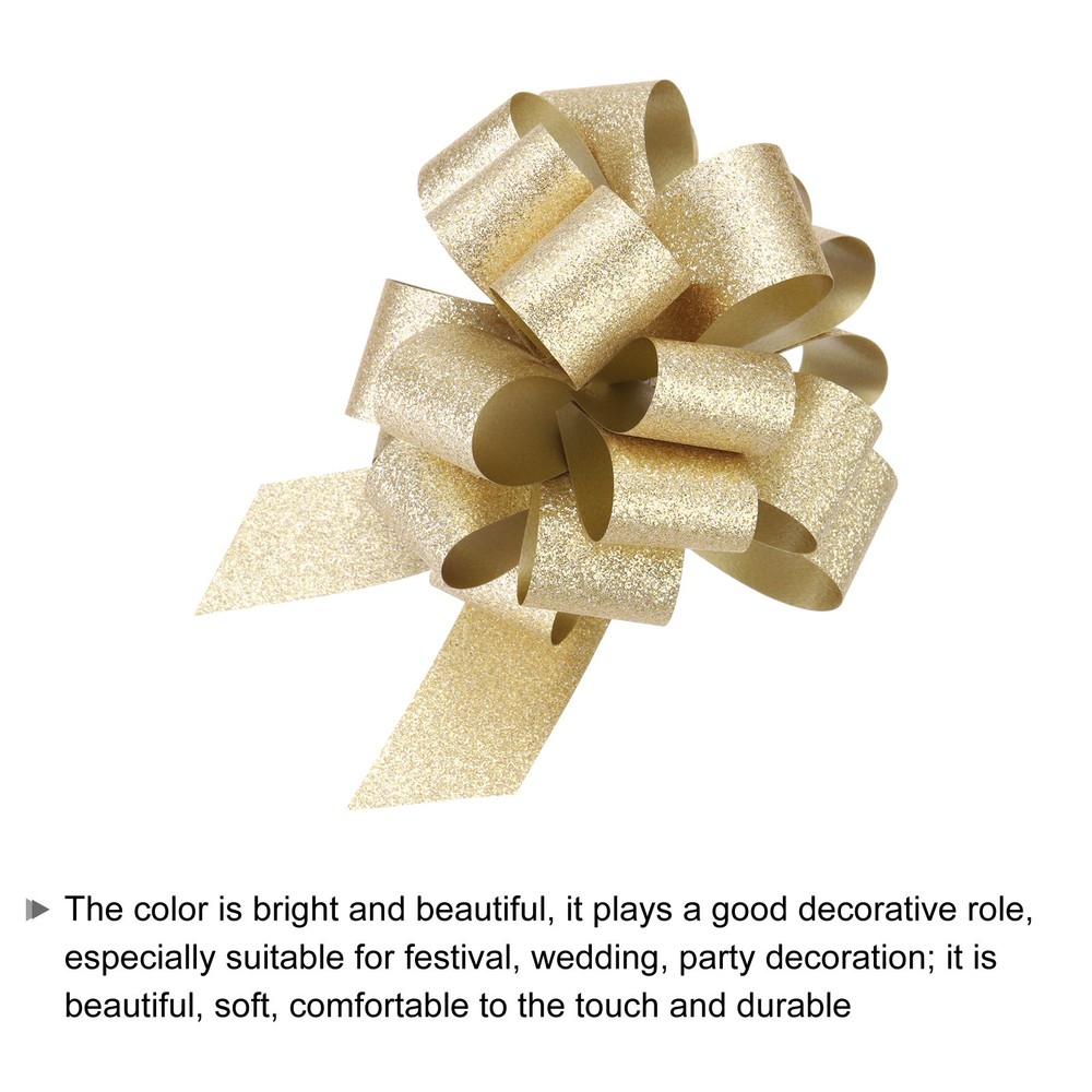 5pcs 6 Inch Large Pull Bow Gift Wrapping Big Pull Bows Ribbon Gold