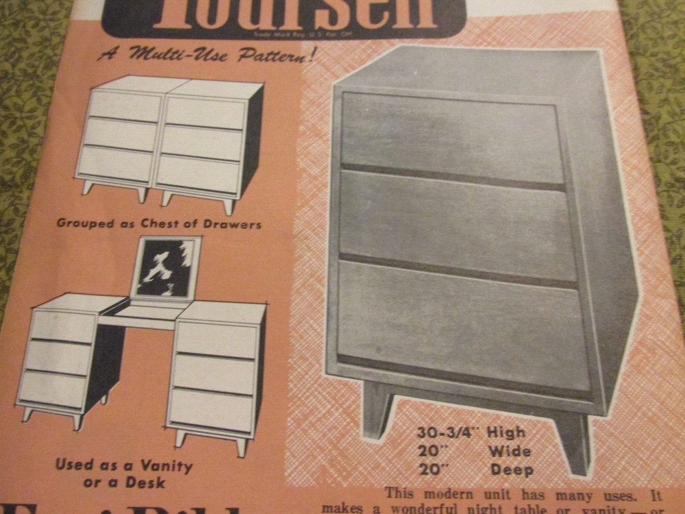 Easi-Bild Build It Yourself PATTERN COMPLETE NO. 343 night table with Drawers