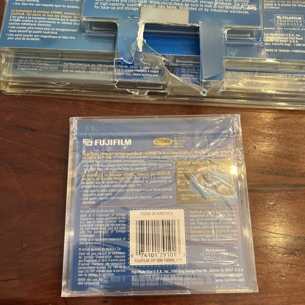 FujiFilm 100MB Zip Disk 5-Pack Box Mac Formatted & Single Sealed Disk (6 Total)
