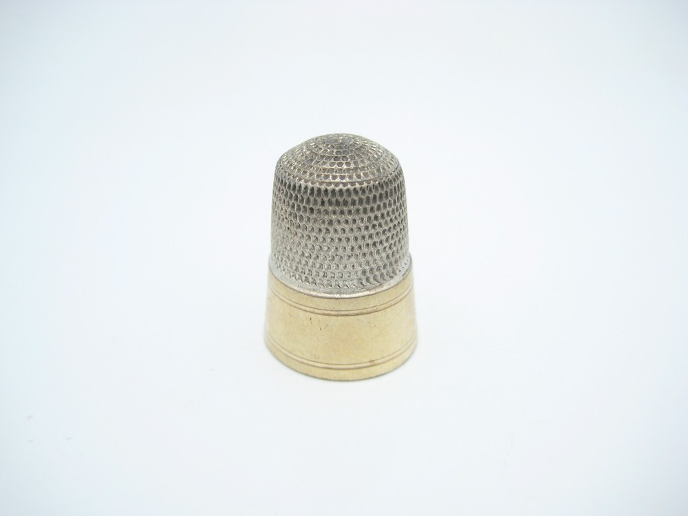 Antique Sterling Silver 17mm Gold Tone Base Sewing Thimble