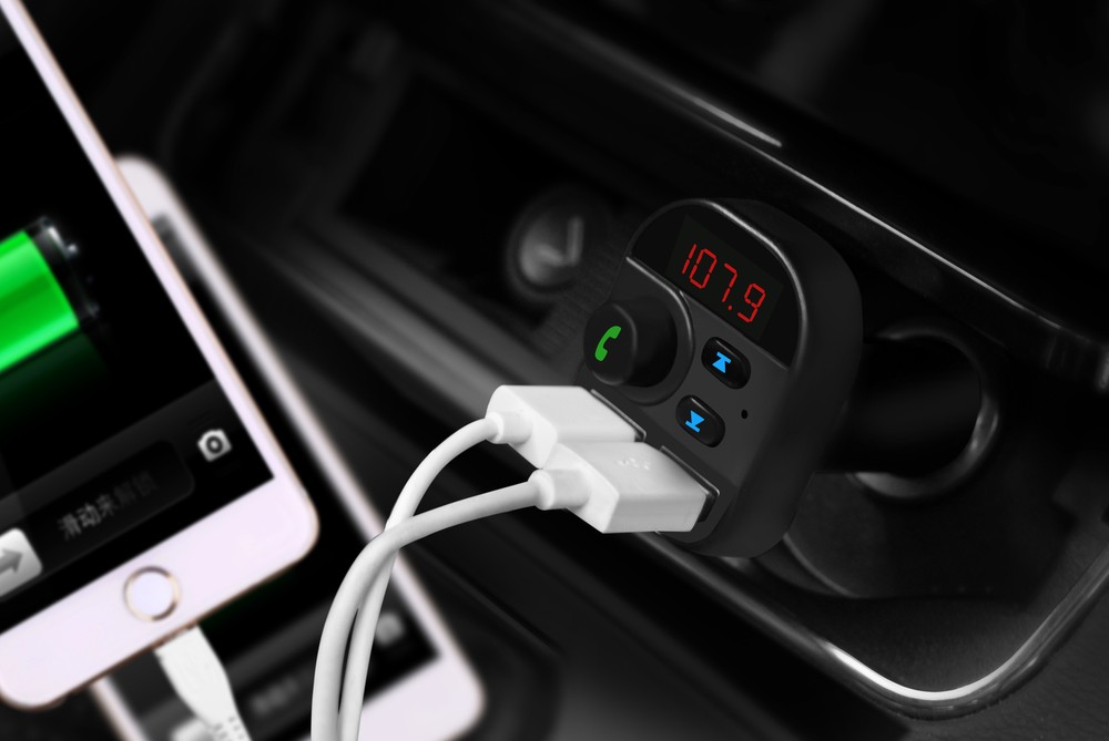 In Car Wireless Bluetooth 5.0 FM Transmitter AUX Receiver Adapter 2 USB Charger