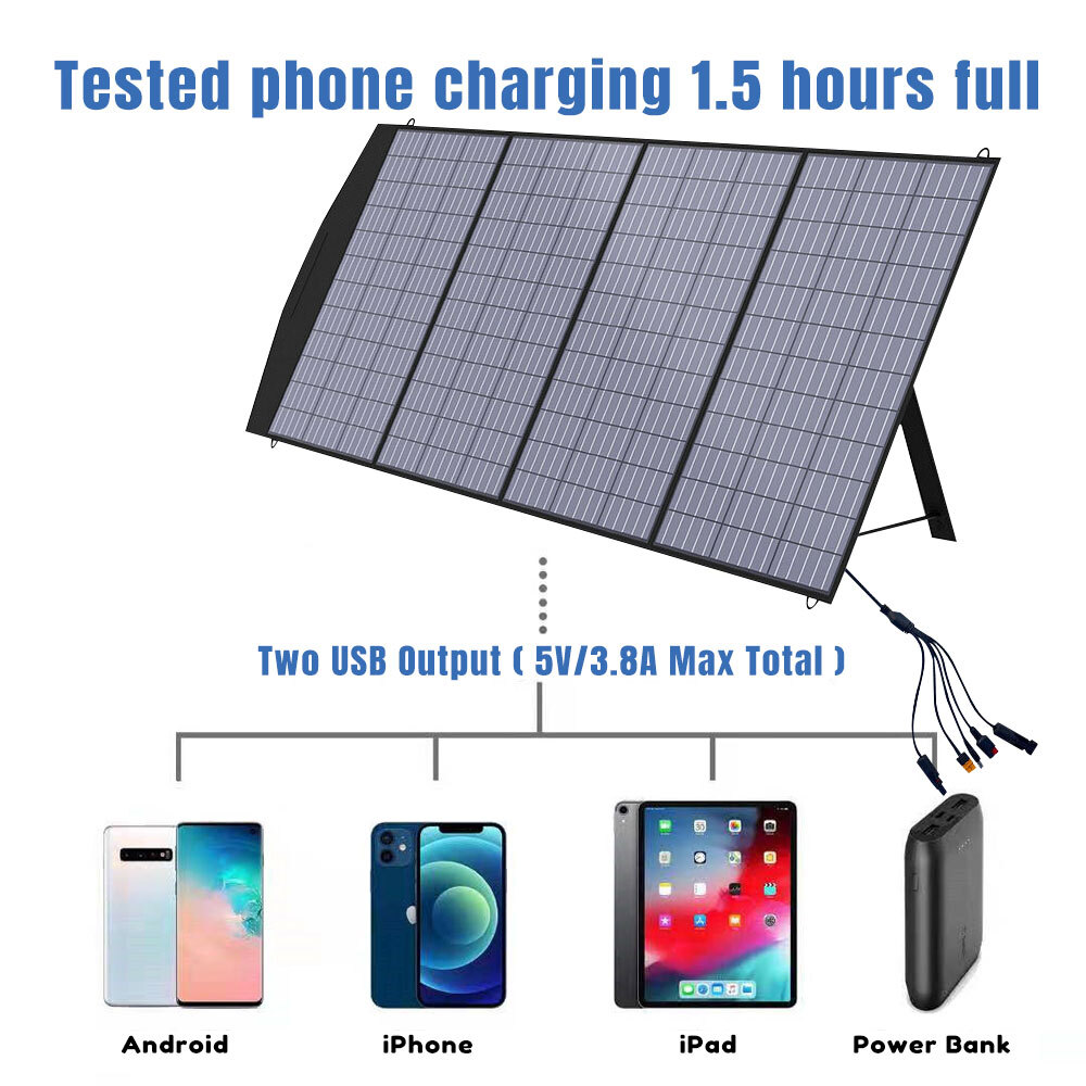 200W Monochrystalline Solar Panel 18V Foldable Solar Panel Kit For RV Laptops