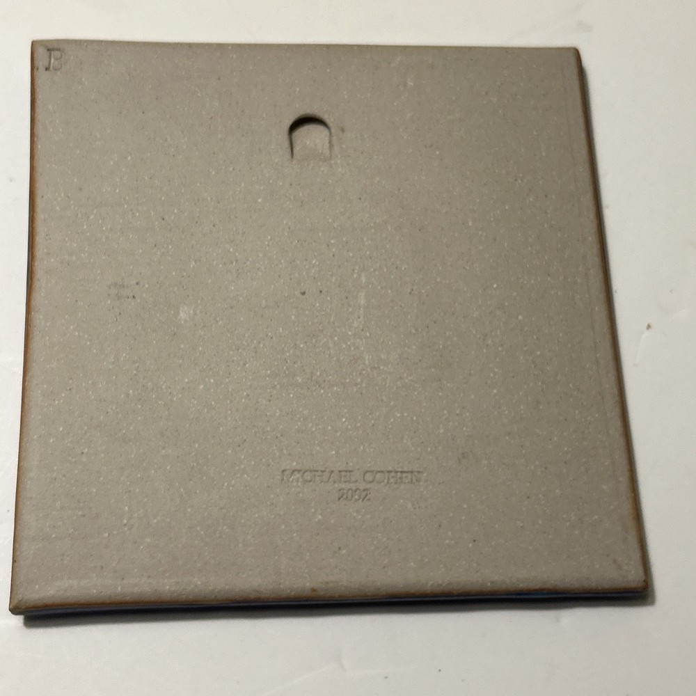 Michael Cohen Pottery Tile Trivet Cobalt Blue Shell 2002 Wall Art