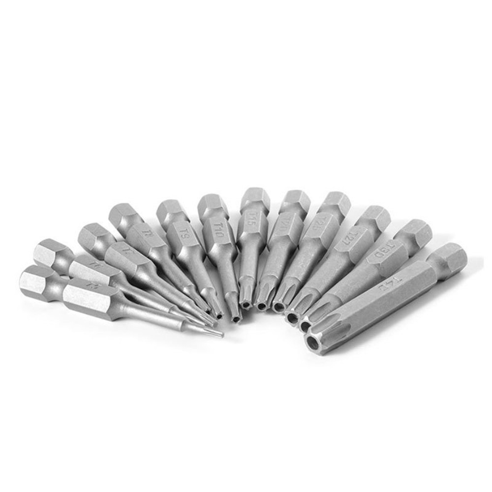 12Pack Magnetic Tamper Security Drill Bit Torx Screwdriver Flat Head 1/4" Hex c