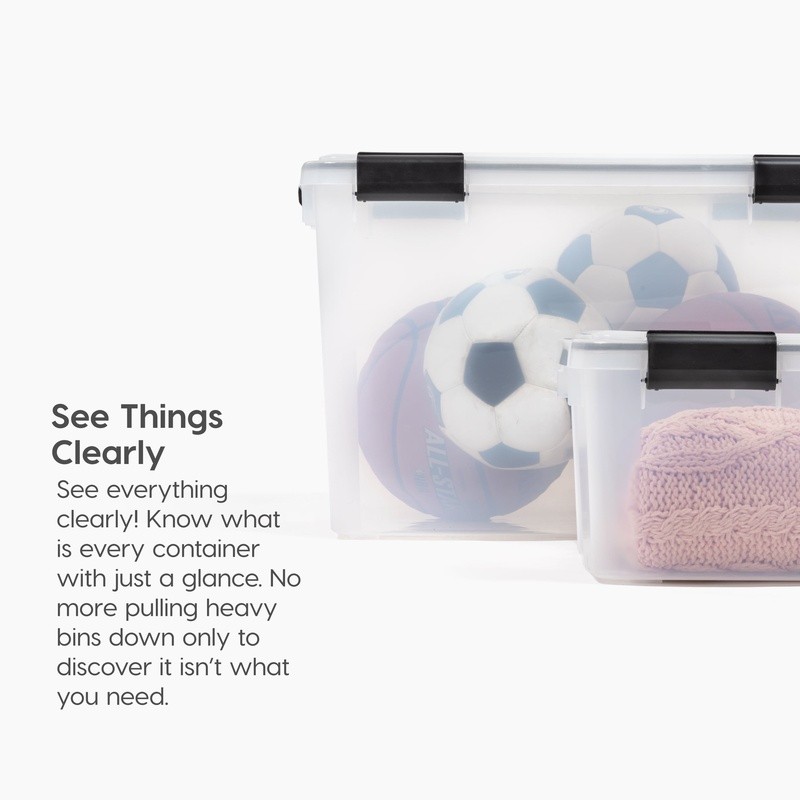 WeatherPro 6.5 Quart Storage Container Stackable Plastic Bin W/ Latching Lid New