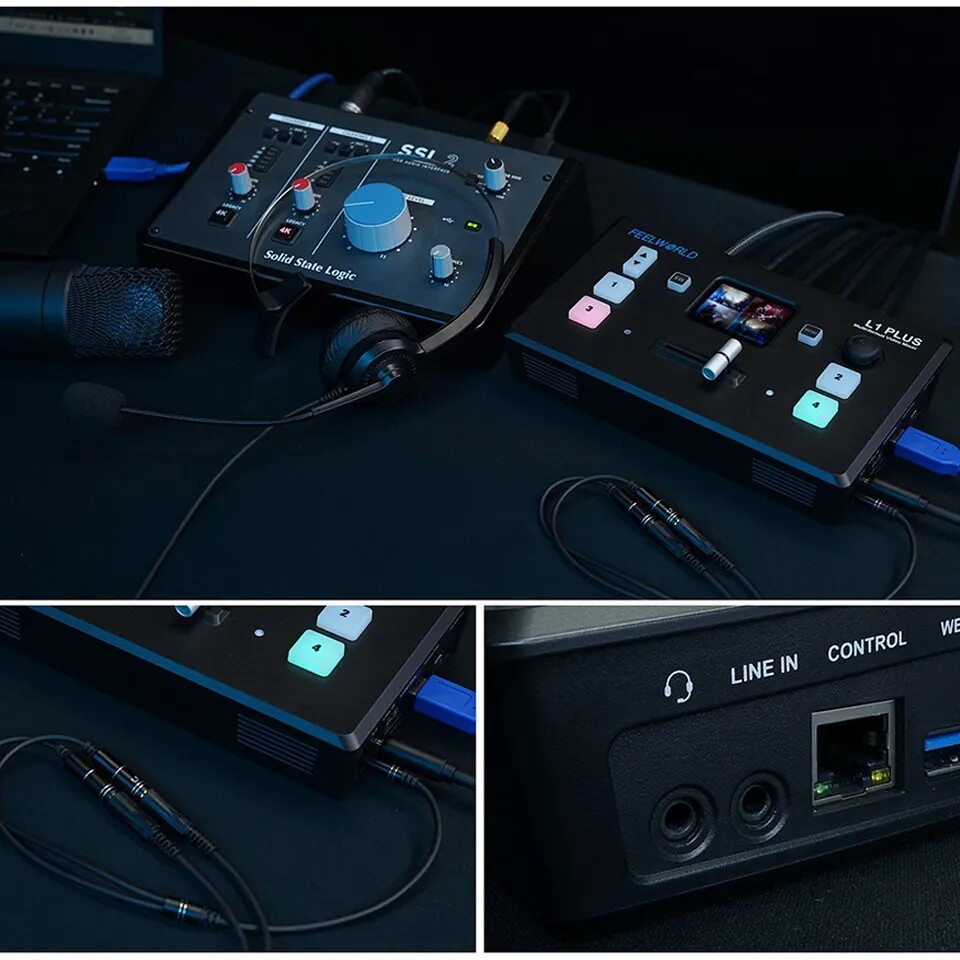 Feelworld L1 PLUS 4K Multi-Format Video Switcher 4-Channel HDMI Live Streaming