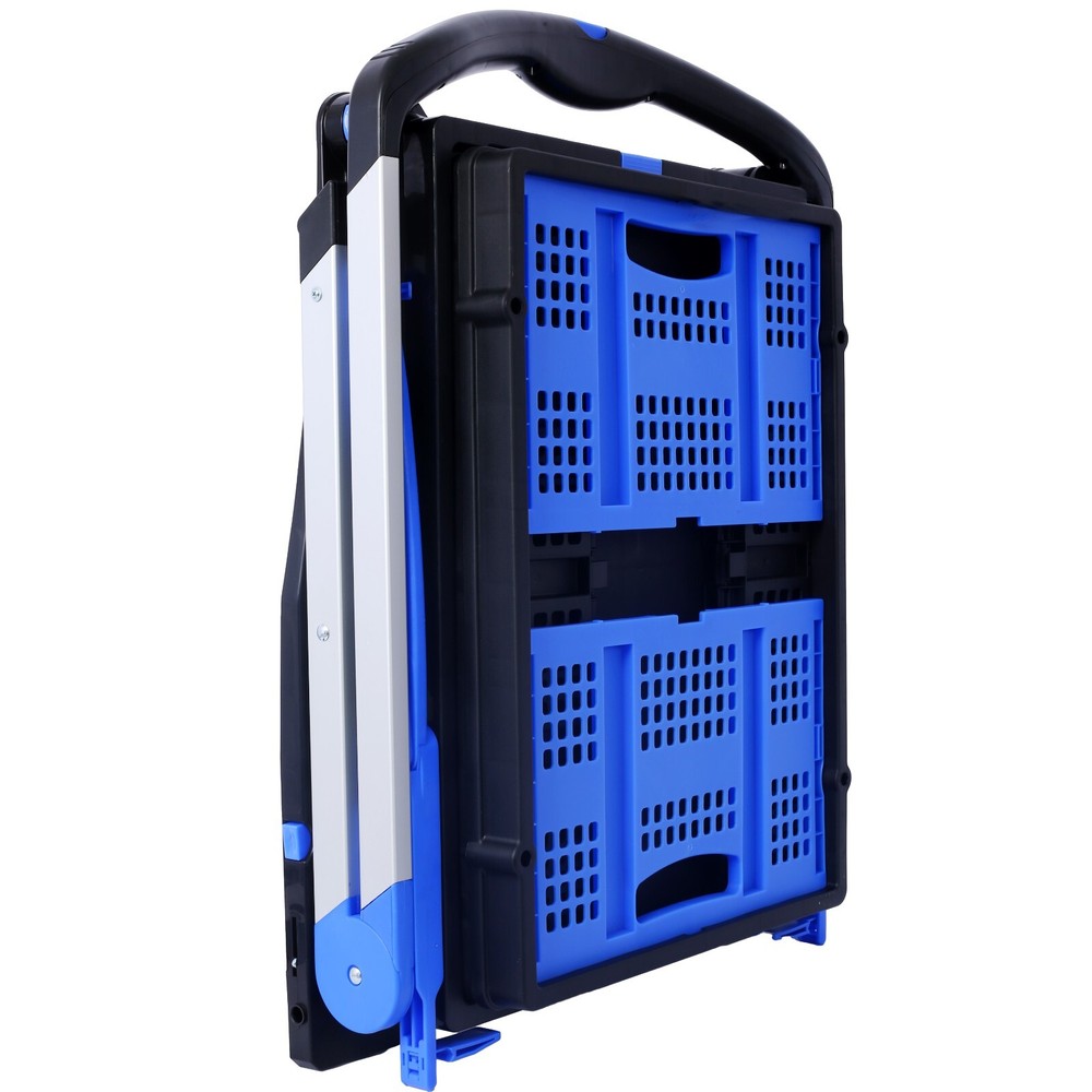 Collapsible Utility Cart Multi Use 2-Tier with Baskets Blue