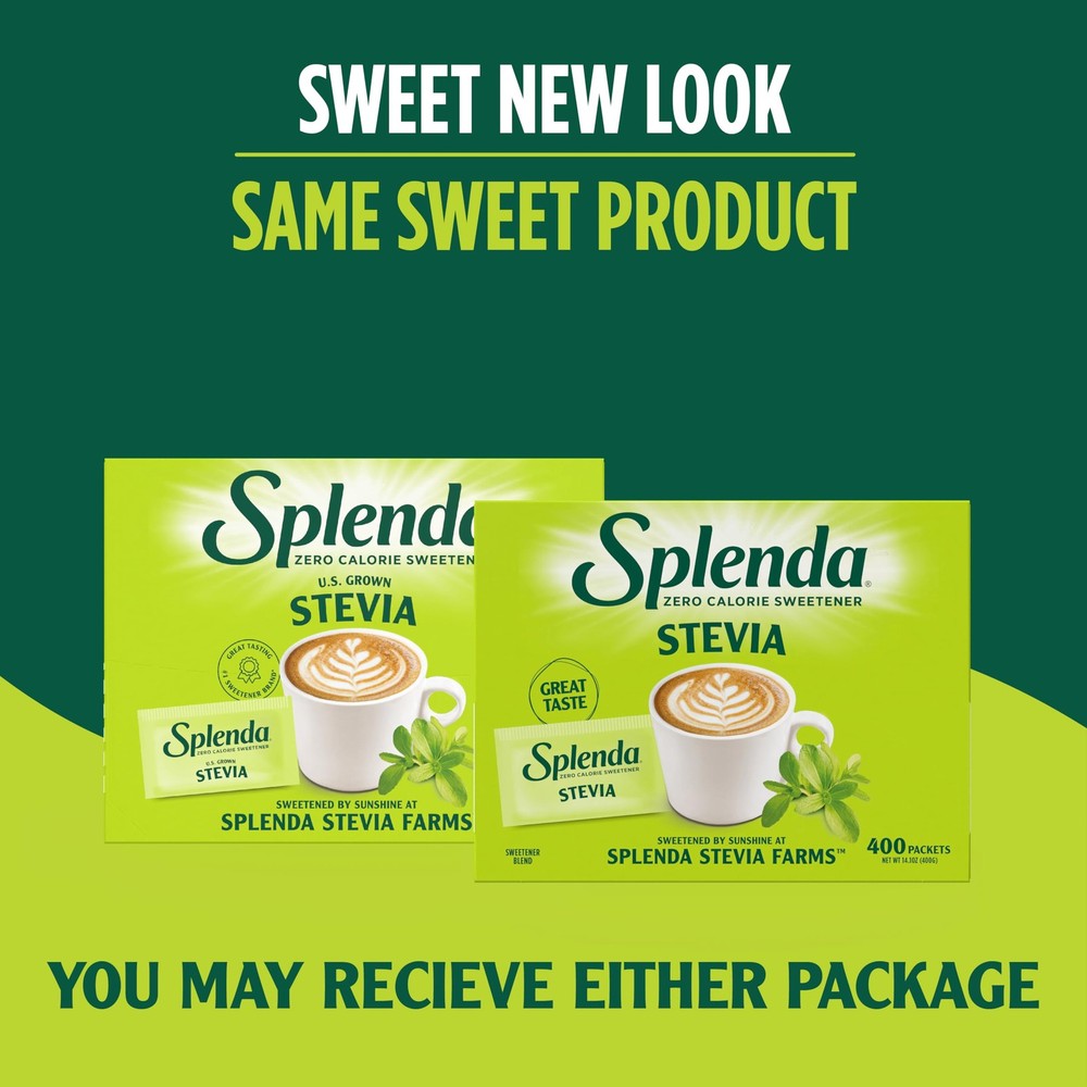 SPLENDA Stevia Zero Calorie Sweetener, Sugar Substitute Packets, 400 Count