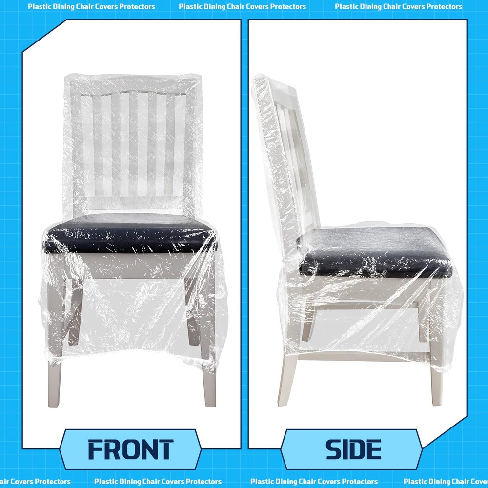 Remagr 8 Pcs Plastic Dining Chair Covers Protectors Clear Protector Trans