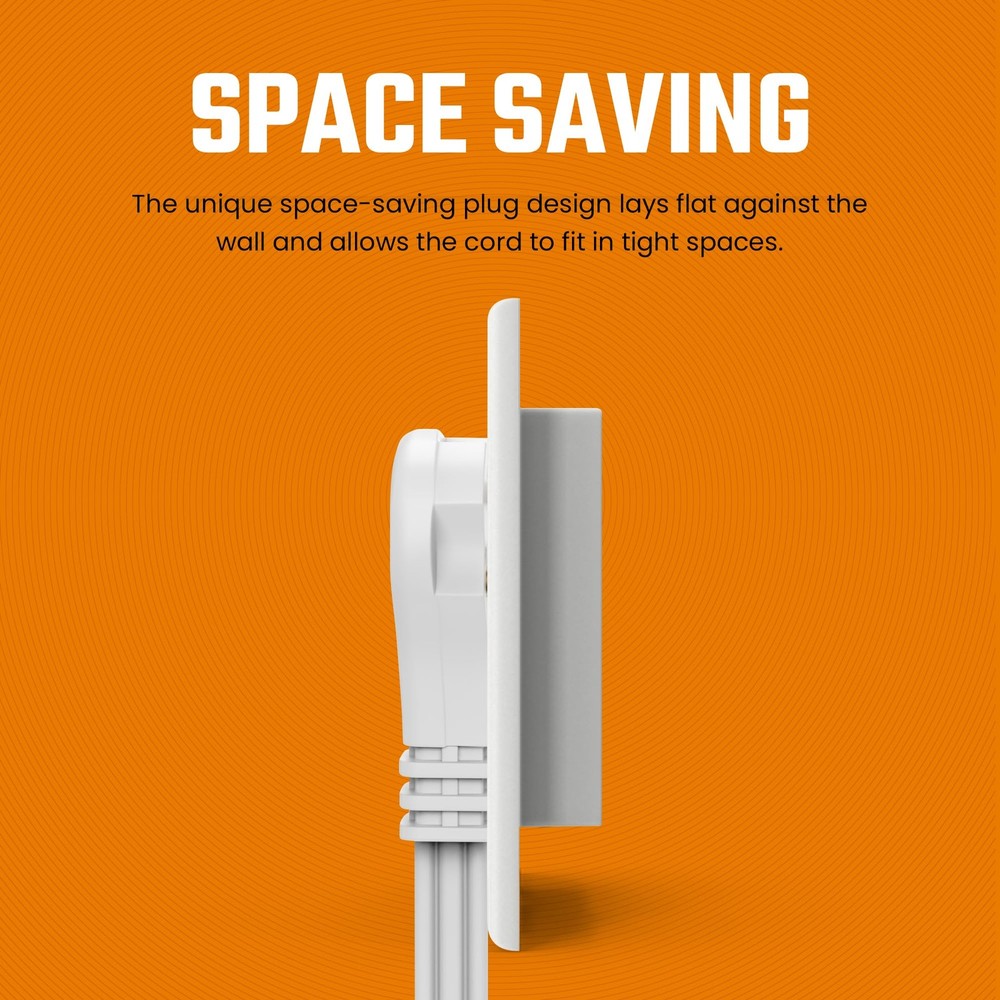 White Extension Cord 10+ Ft 3-Prong 3-Outlet Wire- 10 Ft,