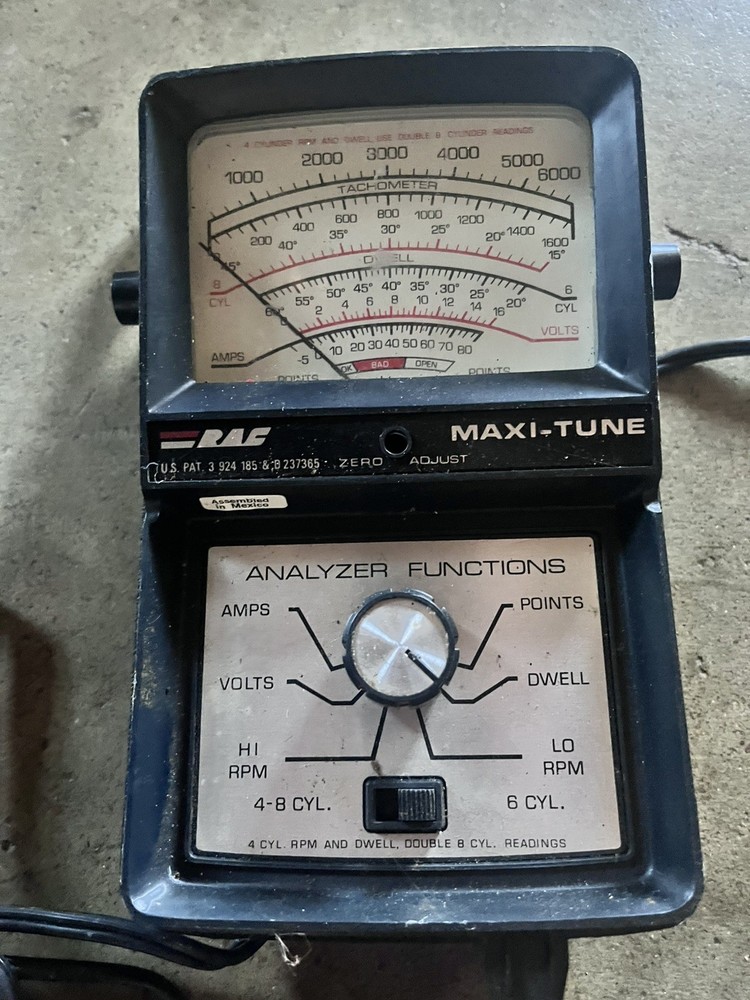 Engine Ignition Analyzer Vintage RAC Maxi-Tune Dwell Volt Points RPM 4-8 Cyl