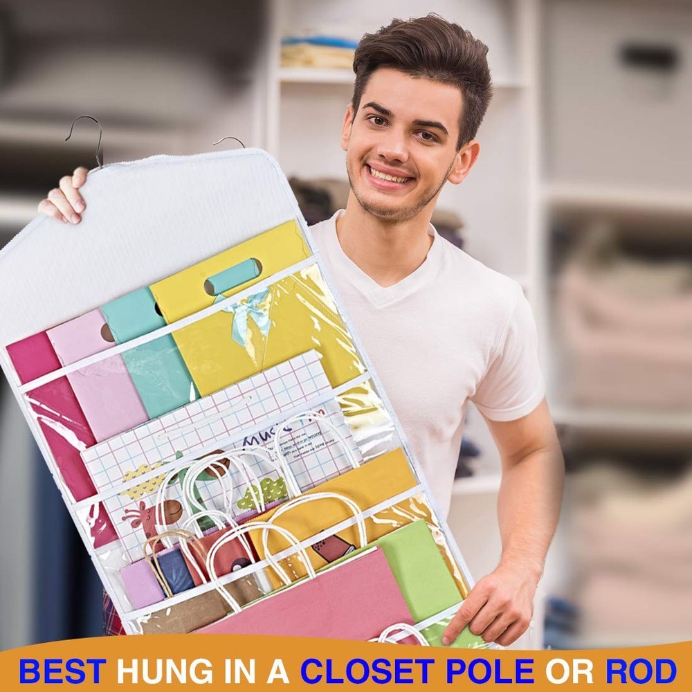 Hanging Double Sided Gift Bag Storage Organizer With Multiple Front And Back Poc
