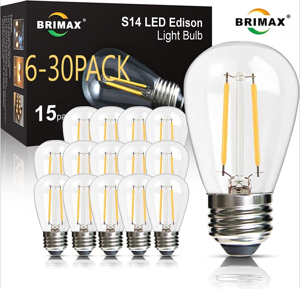 BRIMAX LED Bulbs E26 2W S14LED Outdoor Edison Bulbs for String Light Replacement