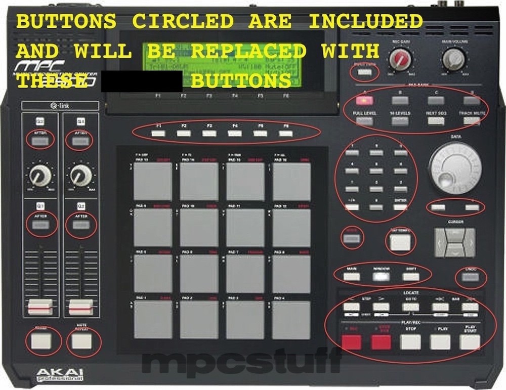 Akai MPC 2500 Black Button Kit - MPCstuff