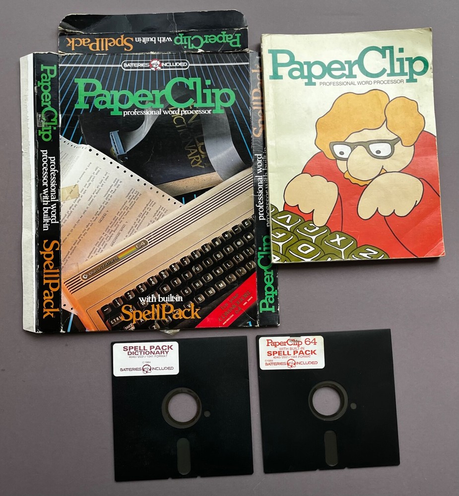 PAPER CLIP PROFESSIONAL WORD PROCESSOR SOFTWARE FOR COMMODORE 64 WITH MANUAL