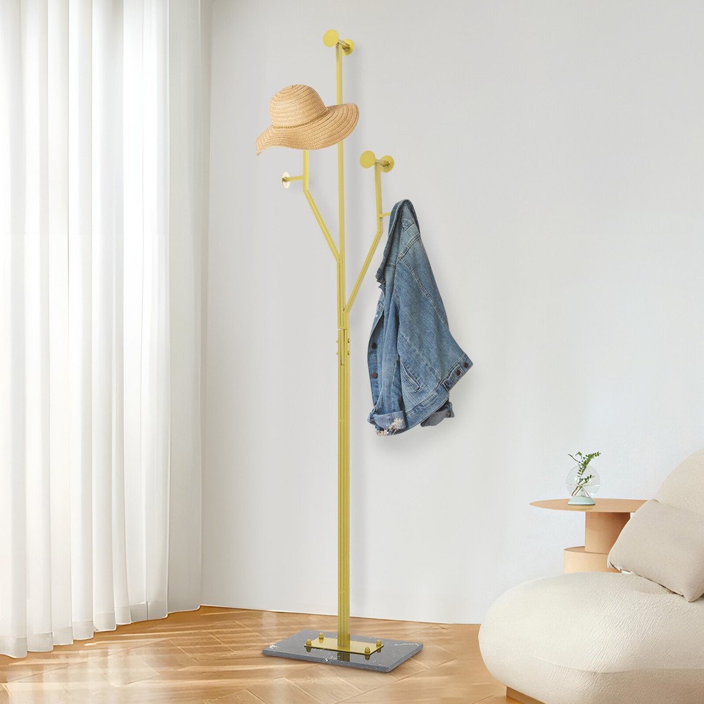 Heavy Duty Coat Rack Freestanding Coat Tree Marble Base Corner Coat Rack