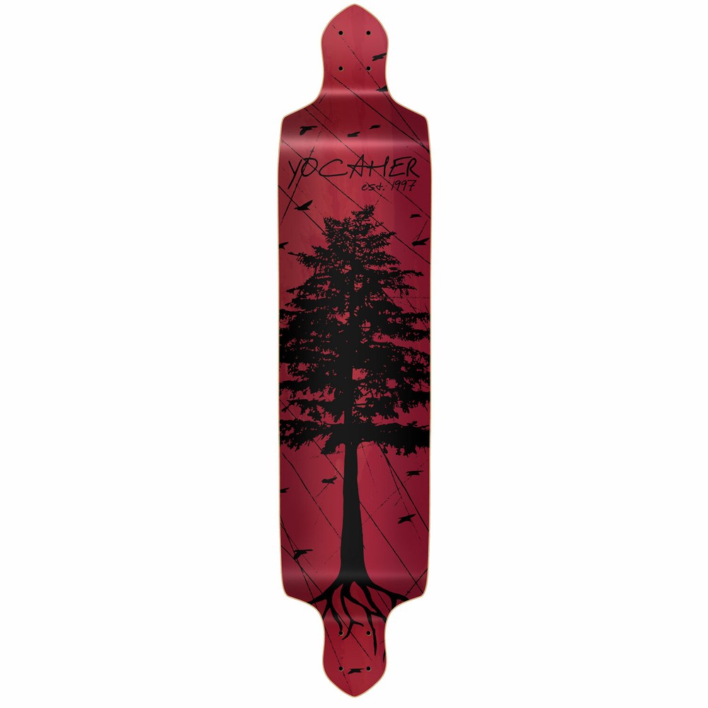 Yocaher Drop Down Longboard Deck - In the Pines : Red (DECK ONLY)