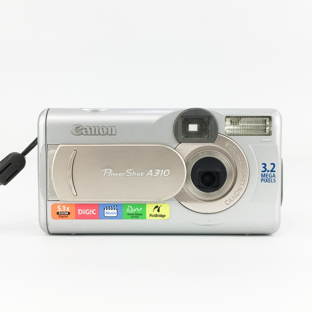 Canon PowerShot A310 3.2MP Compact Digital Camera Silver Tested Working