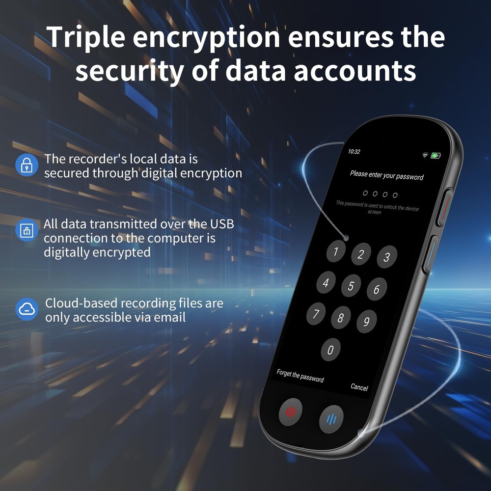 AI Voice Recorder with Playback, 80GB Memory Note Supports 134 Black