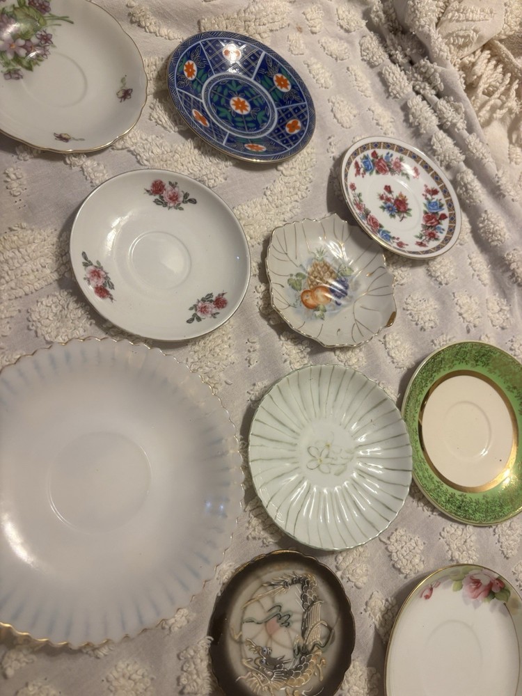 Eclectic Set of Saucers 14 Pieces Total