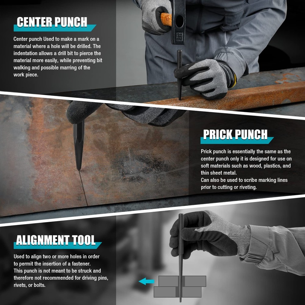 DURATECH 18 Piece Punch/Chisel/Alignment Tool Set, Including Pin, 18-Piece