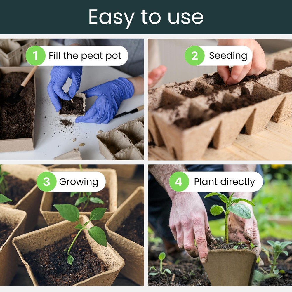 SunVara Seed Starter Peat Pots for Seedlings 300 pcs Biodegradable Seed Start...