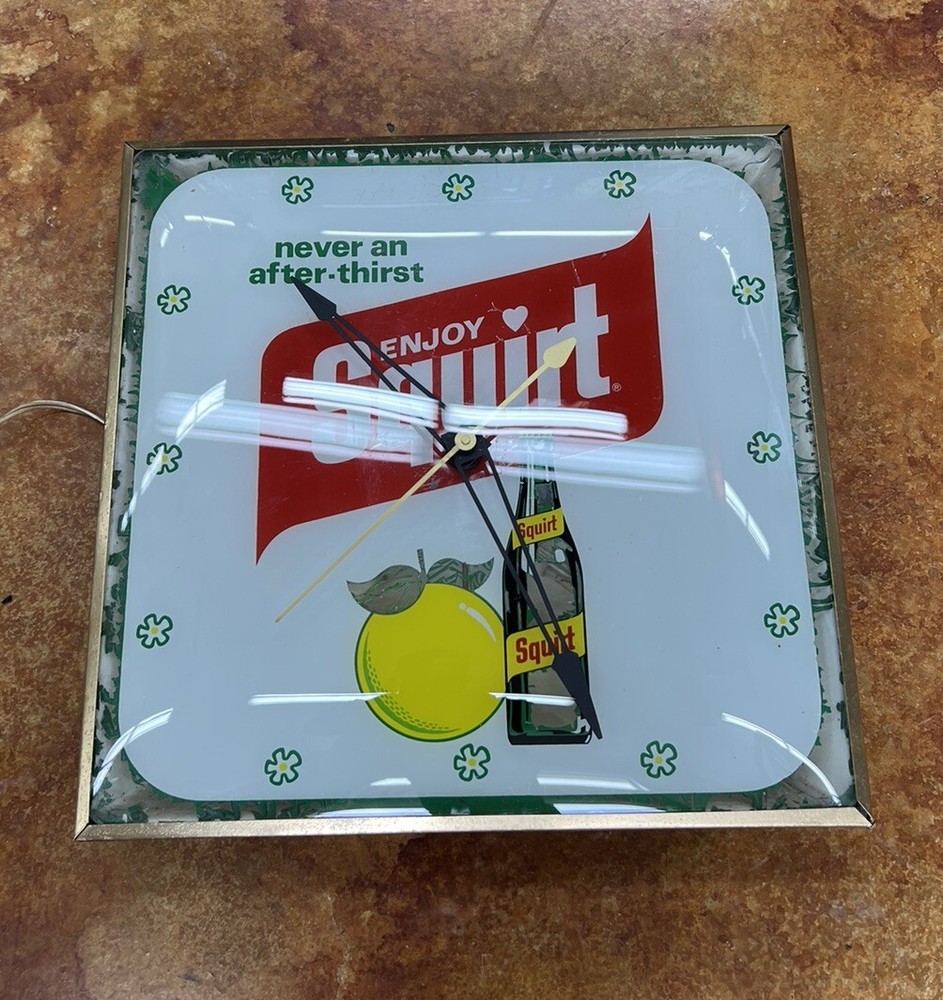 Squirt Soda Lighted Advertising Pam Clock