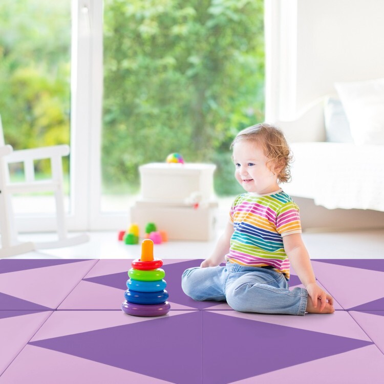 8'Thick Gymnastics Tumbling Mat Folding Gym Mat Portable w/Hook & Loop Fasteners