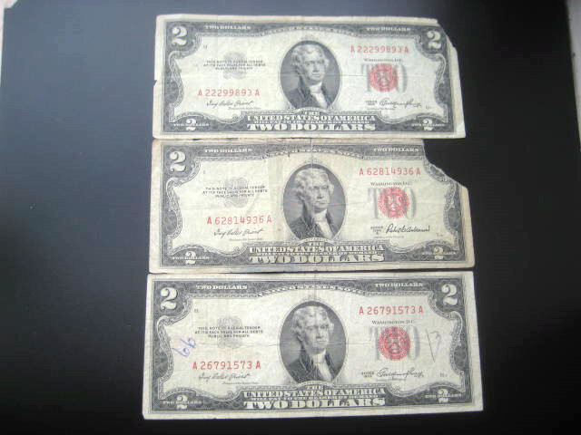 (3) $2 1953 UNITED STATES NOTE