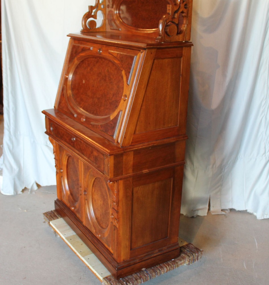 Antique American Victorian Walnut Slanted Drop Front Desk
