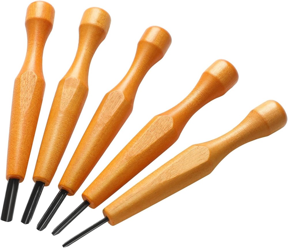WILLBOND 5 Pcs Linocut Carving Tools Set - Triangular Linoleum & Wood Classic