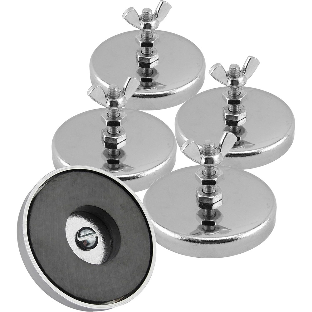 Ceramic round Base Magnet with Bolt, Nuts, and Wing Nut Pack - Heavy-Duty Strong