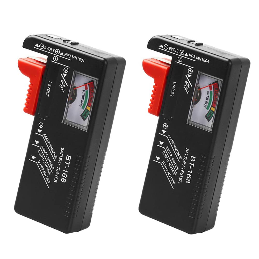 2 Pack Battery Tester, Universal Battery Checker for AA/AAA/C/D / 9V / 1.5V Butt
