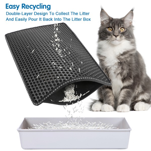 Black Cat Litter Mat, Double Layer Waterproof Millet Scratch Pad