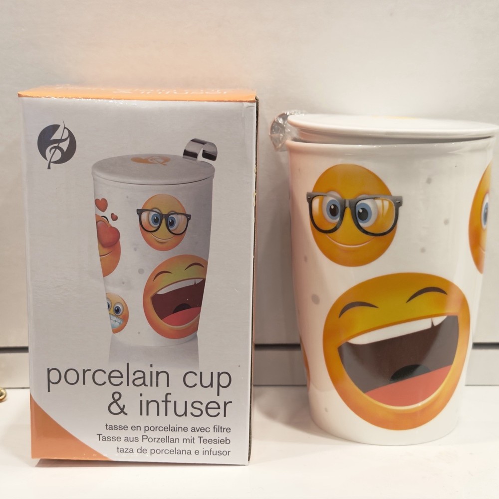 Doubled-walled Emoji Porcelain Cup & Infuser