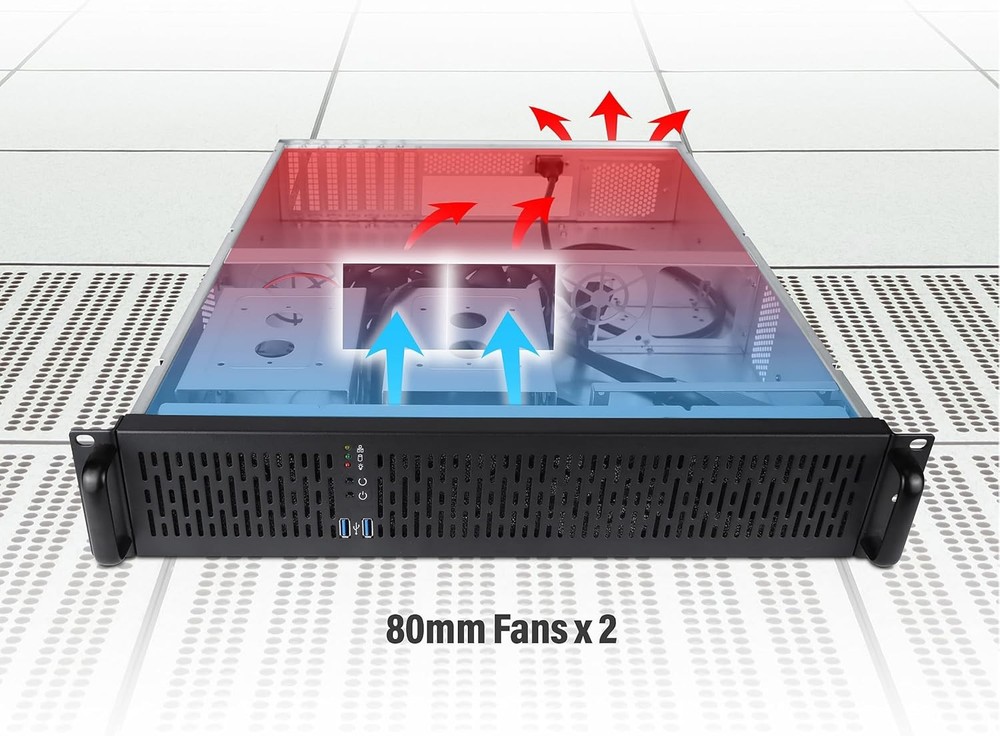 2U Server Rackmount Case 4x3.5 2x2.5 Bays ATX