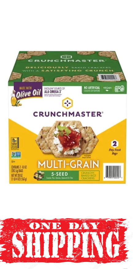Crunchmaster 5 Seed Multi-Grain Crackers, 10 Oz. – 2 Packs, Crispy & Nutritious