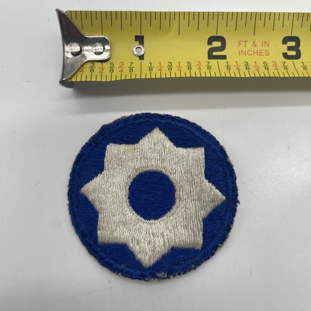 U.S. Military 8th Service Command Patch Insignia 8 Point Star ~2” Round Blue Cut
