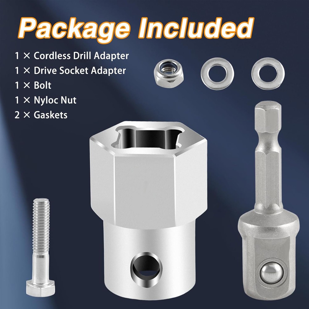 Trailer Jack Drill Adapter Stainless Steel Cordless Drill Adapter Bit Kit
