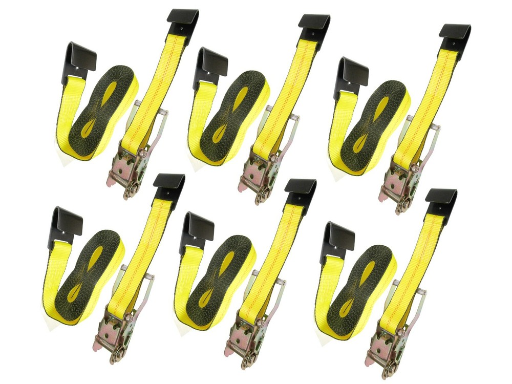 2" x 27' ft Ratchet Tie Down Assembly w/ Flat Hook Trailer Flatbed Cargo 6 pcs