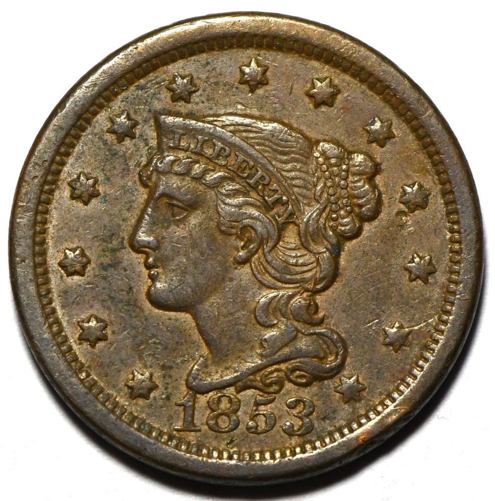 1853 braided hair large cent