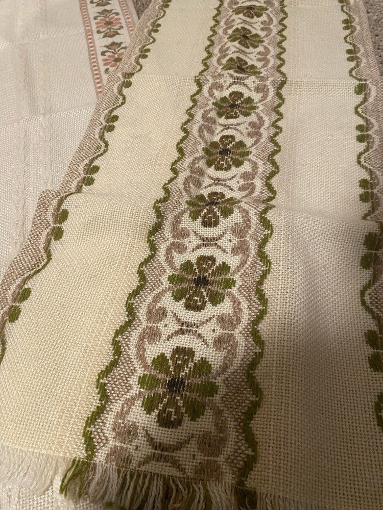 Two Vintage Woven Embroidered Table Runners Areda Heintextillen Germany