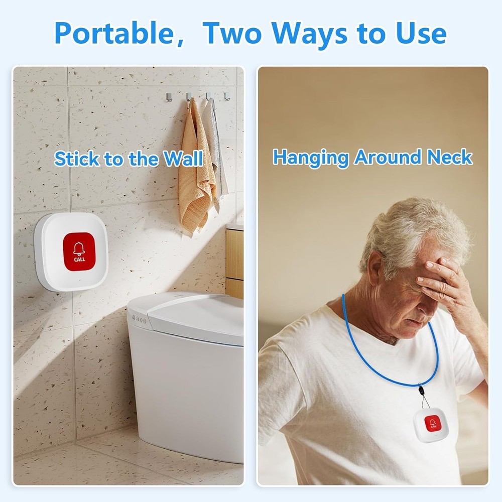 Battery-Powered Elderly Call Button: Quick Alerts, Easy Installation - 15M Range