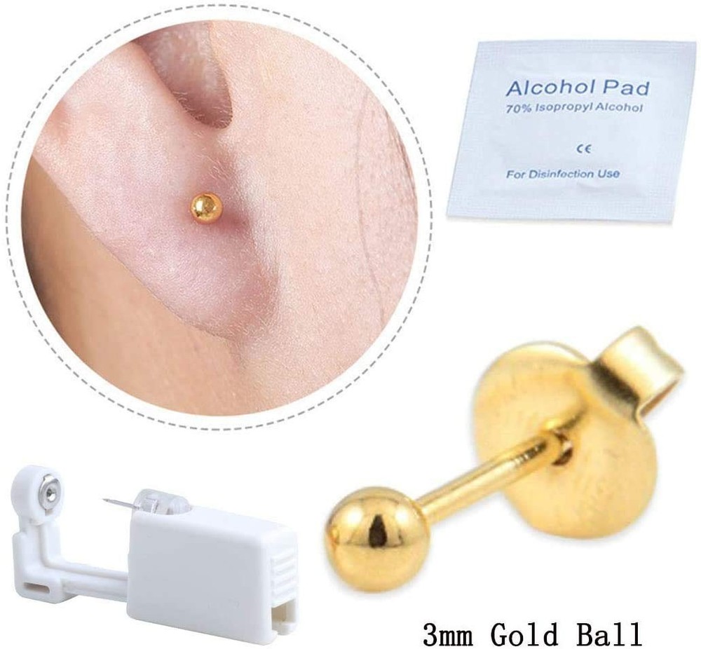 2 Pack Self Ear Piercing Gun Earring Disposable Piercing Kit No Pain Easy Use Ea